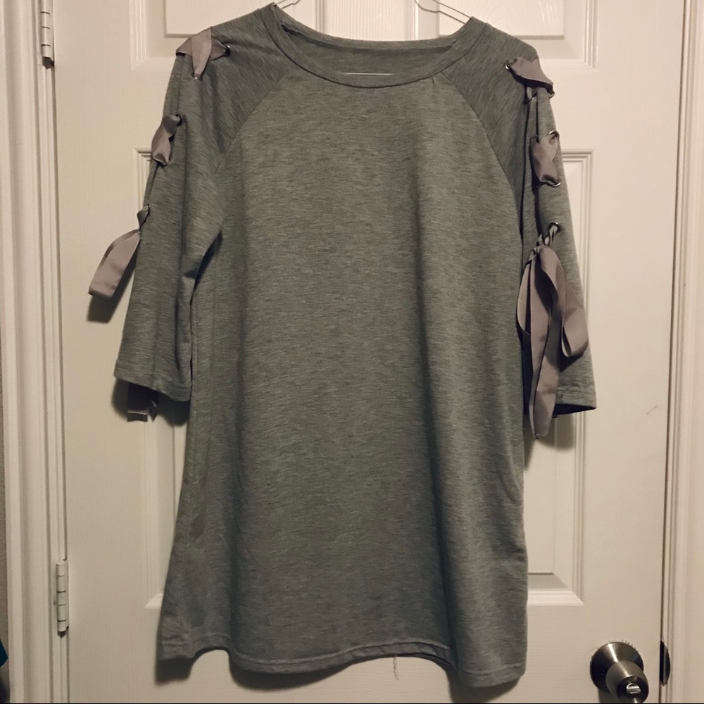 Ribbon Sleeve T-Shirt Dress